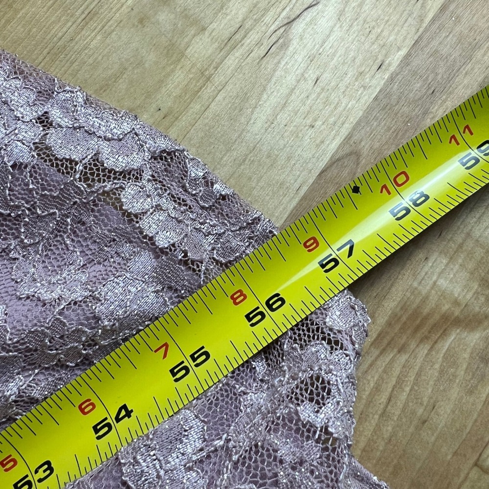 R&M Richards Dress Jacket Set Formal Gown Size 14W Mauve Pink Glitter Lace - Picture 9 of 9